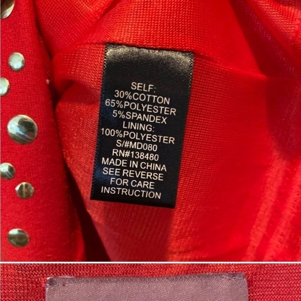 I. Madeline Red Dress Medium Gold Studded - Picture 11 of 11